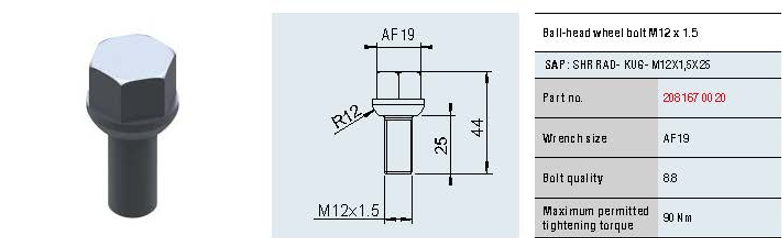 AL-KO Ratų Varžtas M12 x 1,5